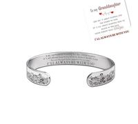 RICOKJRDE Pulsera con Forma De Onda para Nieta: Siempre Estaré Ahí para Ti, Pulsera con Forma De Onda para Nieta: Regalo Inspirador De Acero Inoxidable Personalizado (Silver)