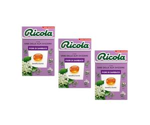 Ricola® | Caramelos de flor de saúco | Caramelos de Hierbas Sin Azúcar - 3 x 50 Gr