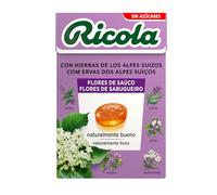 Ricola - Flor de Saúco, Caramelos Duros Sin Azúcar, Refresca, Alivia la Garganta y la Respiración, con Flor de Saúco, 13 Hierbas Suizas y Mentol, con Edulcorantes - Caja 50 g