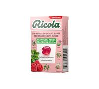 Ricola - Frambuesa Melisa, Caramelos Duros Sin Azúcar, Refresca y Suavizan la Garganta, con Aceites Esenciales de Menta, Eucalipto y 13 Hierbas Suizas - 27,5 g