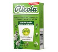 Ricola - Menta Montaña, Caramelos Duros, Refresca y Alivia la Garganta y las Vías Respiratorias, con Extracto de Menta, 13 Hierbas Suizas y Aceites Esenciales, Sin Azúcar, con Edulcorante - Caja 50 g