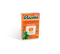 Ricola - Menta Naranja, Caramelos Duros, Refresca y Alivia la Garganta y las Vías Respiratorias, con Zumo de Limón y Naranja, 13 Hierbas Suizas y Aceites Esenciales, Sin Azúcar, con Edulcorante - 50 g