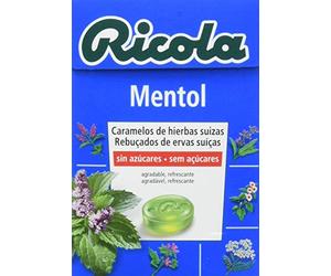 Ricola - Mentol, Caramelos Duros Sin Azúcar, Refresca, Alivia la Garganta y la Respiración, 13 Hierbas Suizas y Aceite Esencial de Eucalipto, con Edulcorantes - Caja 50 g