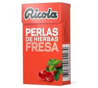 Ricola - Perlas de Fresa, Caramelos Blandos, Refresca, Alivia la Garganta y la Respiración, con Zumo de Fresa, 13 Hierbas Suizas y Mentol, con Edulcorantes - Caja 25 g