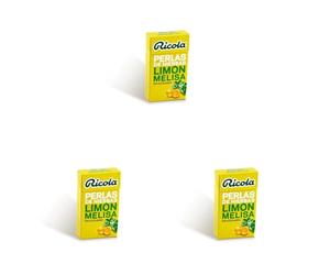 Ricola - Perlas de Limón Melisa, Caramelos Blandos, Refresca, Alivia la Garganta y la Respiración, 13 Hierbas Suizas, Ext de Melisa y Mentol, con Edulcorante - Caja 25 g (Paquete de 3)