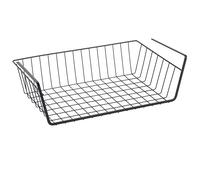 RICOO Cesta Colgante Armario KR001B Organizador de Metal para Cocina 1 Pieza Baño y Oficina 37,5 x 9,5 x 22 cm - Diseño Moderno y Duradero Negro