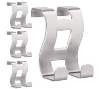 RICOO Gancho para Puerta, MH001-4 Gancho de Acero Inoxidable para Puertas de Dormitorio y Baño, Juego de 4, Diseño Moderno y Estable, Dimensiones 5 x 6 x 4,5 cm.