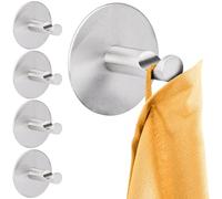 RICOO Ganchos adhesivos para pared, MH016-5 Colgador adhesivo, Juego de 5 Piezas para Toallas y Bademantel, Acero Inoxidable Moderno, Ø 5x 3,8 cm, Plateado