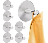 RICOO Ganchos adhesivos para pared, MH016-7 Colgador adhesivo, Juego de 7 Piezas para toallas y manteles, Acero Inoxidable Moderno, Ø 5x 3,8 cm, Plateado