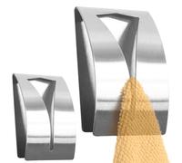 RICOO Ganchos adhesivos para pared MH017-2, Moderno Gancho de Pared Acero Inoxidable para Colgar Toallas, Lote de 2, Perchas adhesivas fuertes, 5x7,5x 2 cm, Estilo Elegante, Plateado