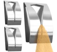 RICOO Ganchos adhesivos para pared MH017-3, Moderno Gancho de Pared Acero Inoxidable para Colgar Toallas 3-er Set Perchas adhesivas fuertes 5x7,5x 2 cm Estilo Elegante Plateado