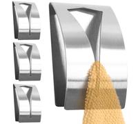 RICOO Ganchos adhesivos para pared MH017-4, Moderno Gancho de Pared Acero Inoxidable para Colgar Toallas, 4-er Set, Perchas adhesivas fuertes, 5x7,5x 2 cm, Estilo Elegante, Plateado