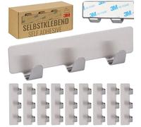 RICOO Ganchos Adhesivos Para Pared, MH020-10, Colgador adhesivo pared con 3 Ganchos de Acero Inoxidable, Ganchos pared para colgar, Colgador Pared Adhesivo, 12 x 3 x 1,7 cm, Juego de 10 Piezas