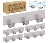 RICOO Ganchos Adhesivos Para Pared, MH020-5, Acero Inoxidable, 12 x 3 x 1,7 cm, Juego de 5, Plateado