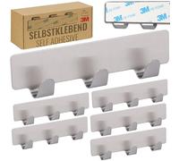 RICOO Ganchos Adhesivos Para Pared, MH020-6, Acero Inoxidable, 12 x 3 x 1,7 cm, Juego de 6 Piezas, Plateado