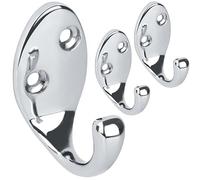 RICOO Ganchos Para Colgar MH014-S3, Set de 3 Estilo Moderno, Ideal para Percha Pared y Ropa, 2,2 x 4,2 x 5 cm, Fabricado en Aleación de Zinc, Plateado