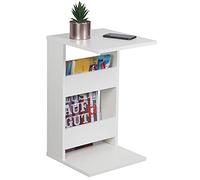 RICOO Mesa Auxiliar Salon 35 x 60 x 40 cm WM042-WM Mesa Lateral Sofa de Forma C Blanca