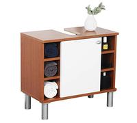 RICOO Mueble baño bajo Lavabo 60x54x32cm WM100-ER-W Armario Auxiliar Estantería Debajo lavamanos Toallero Madera Blanca y Roble marrón rústico