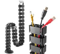 RICOO Organizador de Cables Canaleta Cable Z0101-B Escritorio Cubierta Cable Tidy Recoge-Cables Flexible Esconde bajo Mesa Accesorio Oficina Negro