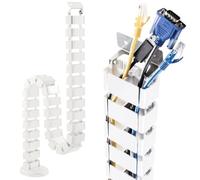 RICOO Organizador de Cables Canaleta Cable Z0101-W Escritorio Cubierta Cable Tidy Recoge-Cables Flexible Esconde bajo Mesa Accesorio Oficina