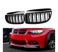 Ricoy Rejillas de rejilla de riñón delanteras negras brillantes para 2005-2008 325i 328i Sedan Wagon E90 E91 4 puertas (doble lama)
