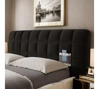 RICPYOIU Funda Protectora para Cabecera De Cama Elástica De Terciopelo con Relleno Espesado para Decoración De Dormitorio Moderno Y Protección contra Polvo,Negro,140cm