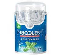 Ricqles 2 en 1 Seda Dental y Pasta de Dientes Menta 50 unidades