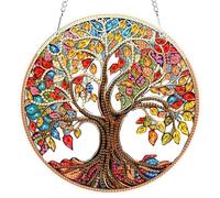 RICUVED Árbol de la Vida Colgante Pintura de Diamante Punto de Cruz Diamante Adornos Colgantes con Cadena Pintar con Diamantes Hanging Decoración Dibujos con Diamantes Colgante Pendant
