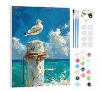 RICUVED Ave Gaviota Pintura por Números 20x30cm para Adultos y Niños con Marco de Madera -Paisaje Kit Completo con Pinceles, Pinturas y Lienzo para Decoración de Pared y Regalo Creativo