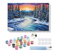 RICUVED Invierno Pintar por Numeros Adultos Mujer con Marco,Bosque DIY Cuadros para Pintar por Numeros con Caballete de Madera, Pintura Acrilica Manualidades Adultos Decoracion 20x30cm
