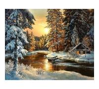 RICUVED Invierno Pintura por Números para Principiantes -Naturaleza Kit de Pintura por Números con Lienzo 40x50 cm, 3 Pinceles, Pinturas Acrílicas y Gancho Metálico - Completo para Adultos