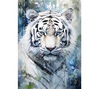 RICUVED Kit de pintura de diamantes de tigre blanco para adultos, jarrón 5D DIY taladro completo redondo tigre diamante arte pintura de diamantes pintura de diamantes para decoración del hogar 30 x 40