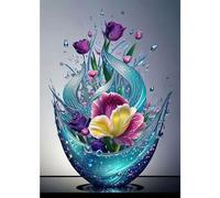 RICUVED Kits de pintura de diamantes de fantasía para adultos, tulipanes 5D DIY taladro completo redondo flor diamante arte gema pintura diamante pintura para decoración del hogar 30 x 40 cm