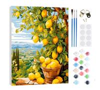 RICUVED Limonero Pintar por Numeros Adultos Paisaje con Marco, DIY Cuadros para Pintar por Números con Caballete de Madera, Pintura Acrilica Manualidades Adultos Decoracion 20x30cm