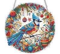 RICUVED Navidad Pintura de Diamante Punto de Cruz Diamante Adornos Colgantes con Cadena Pintar con Diamantes Hanging Decoración Dibujos con Diamantes Colgante Pendant Pájaro