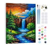 RICUVED Paisaje Pintar por Numeros Adultos Mujer con Marco,Cascada DIY Cuadros para Pintar por Numeros con Caballete de Madera, Pintura Acrilica Manualidades Adultos Decoracion 20x30cm