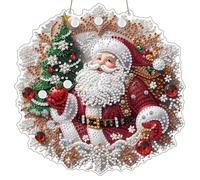 RICUVED Papá Noel Colgante Pintura de Diamante Punto de Cruz Diamante Adornos,Navidad Colgantes con Cadena Pintar con Diamantes Hanging Decoración Dibujos con Diamantes Colgante Pendant