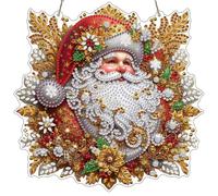RICUVED Papá Noel Pintura de Diamante 5D Con Cadena Colgante Colgante 5D Navidad Diamond Painting Kit de Pintura de Diamantes Para Colgar Diamante Pintura Colgante para Ventana,Jardín,Balcón,Puerta