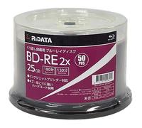 RiDATA BE130EPW2X.50SP - Discos BD-RE para grabación repetida, 25 GB, 50 discos, imprimibles en blanco, una cara, velocidad 1-2x