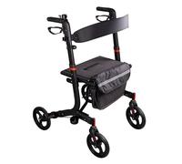 RIDDER Andador "Black Comfort" | Carro plegable con asas de altura ajustable, asiento ancho y correa de respaldo. Andador con bolsa de la compra extraíble y soporte para bastón. Soporta hasta 136 kg