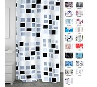 RIDDER Cortina de Ducha Textil, Poliéster, Negro/Gris, 180 x 200 cm