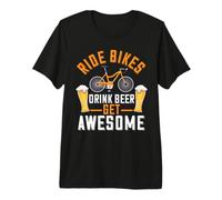 Ride Bikes Drink Beer Get Awesome Cycling Cyclist Bicycle Camiseta Premium