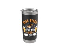 Ride Bikes Drink Beer Get Awesome Cycling Cyclist Bicycle Vaso térmico de acero inoxidable de doble pared