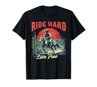 Ride Hard Live Free Estética Wild West Cowboy Freedom Gift Camiseta