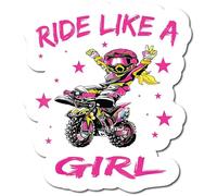 Ride Like A Girl | Dirt Bike Racing | Gran idea de regalo | Gran idea de regalo | Calcomanías adhesivas | Paquete de 2 pegatinas de 5 pulgadas | FBAS11123