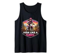 Ride Like A Girl Dirt Bike Rider Motocross Motocross Motocicleta Mujer Camiseta sin Mangas