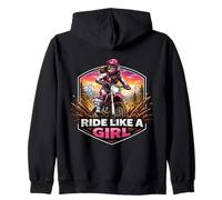 Ride Like A Girl Dirt Bike Rider Motocross Motocross Motocicleta Mujer Sudadera con Capucha