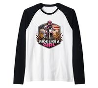 Ride Like A Girl Dirt Bike Rider Motocross Mujer Americana Camiseta Manga Raglan