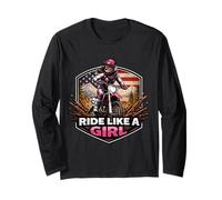 Ride Like A Girl Dirt Bike Rider Motocross Mujer Americana Manga Larga