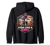Ride Like A Girl Dirt Bike Rider Motocross Mujer Americana Sudadera con Capucha